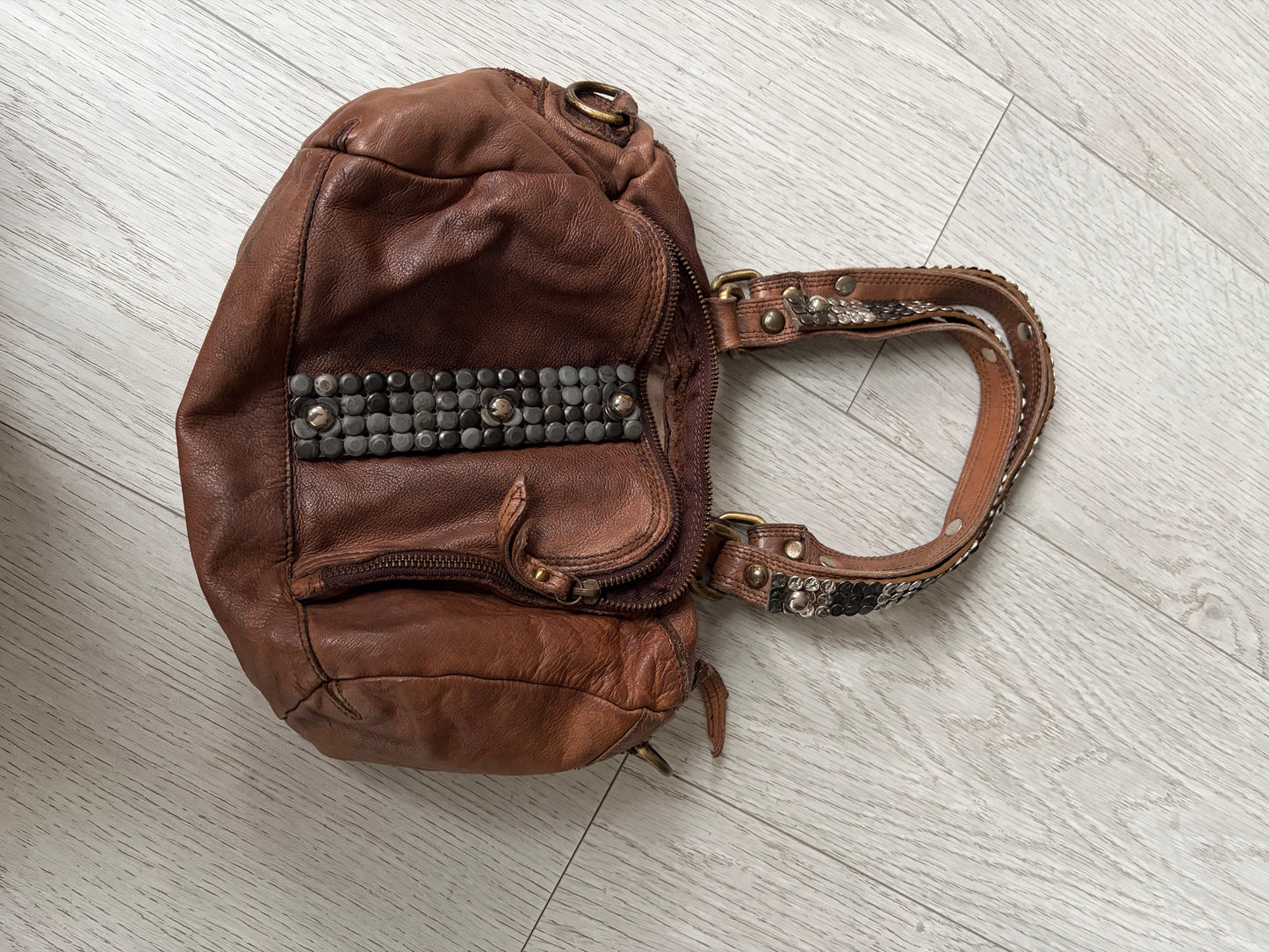 Studded Leather Bowling Bag #13181