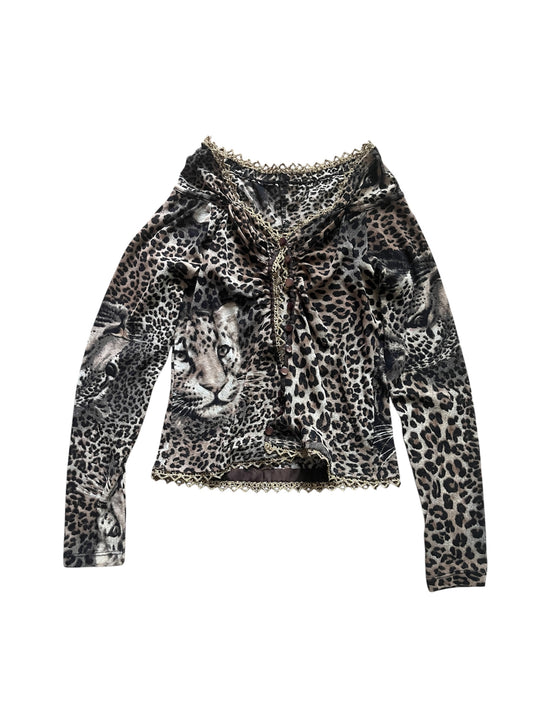 Animal Print Mesh Top #12694