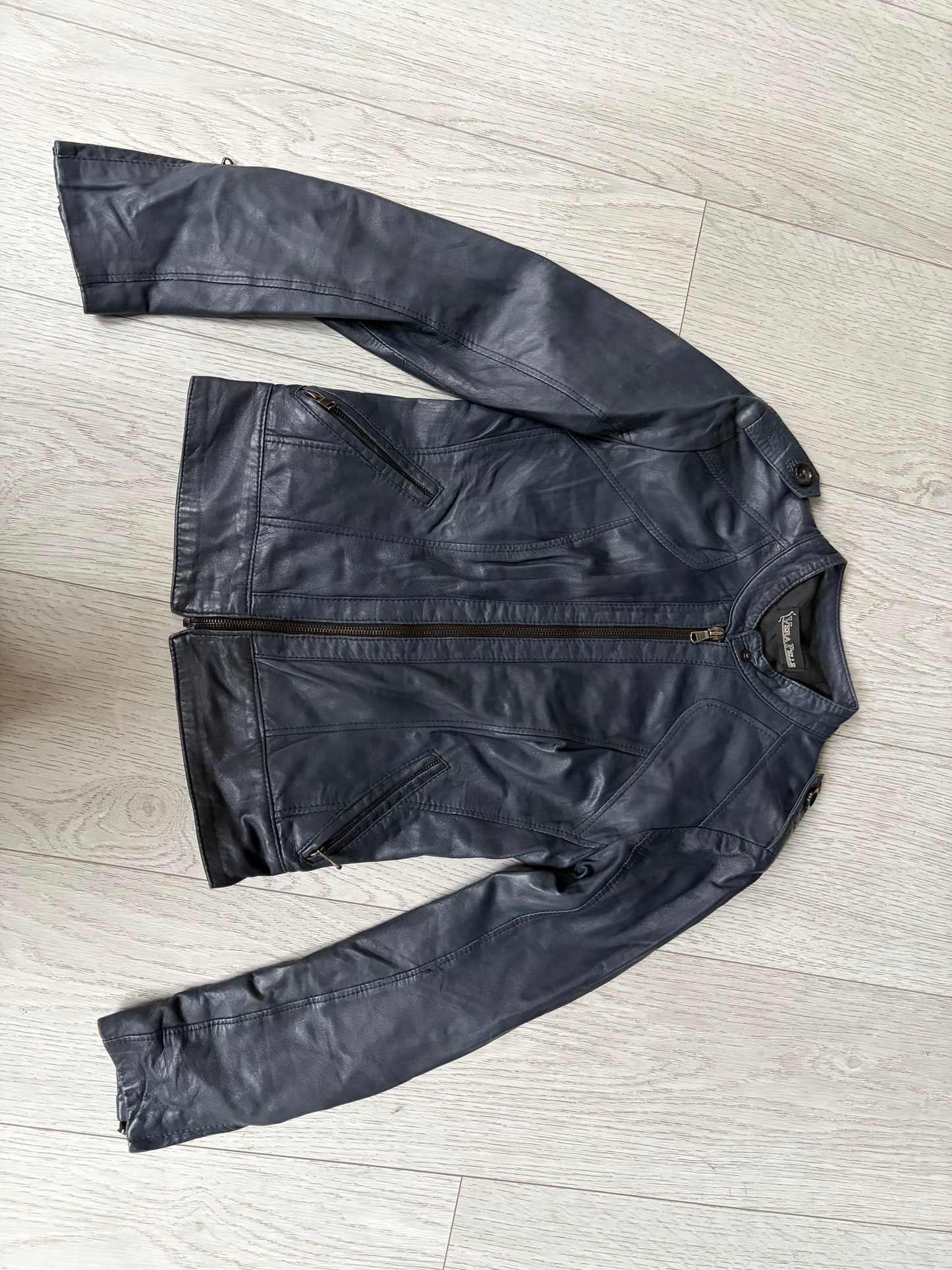 Panelled Leather Biker Jacket #13177