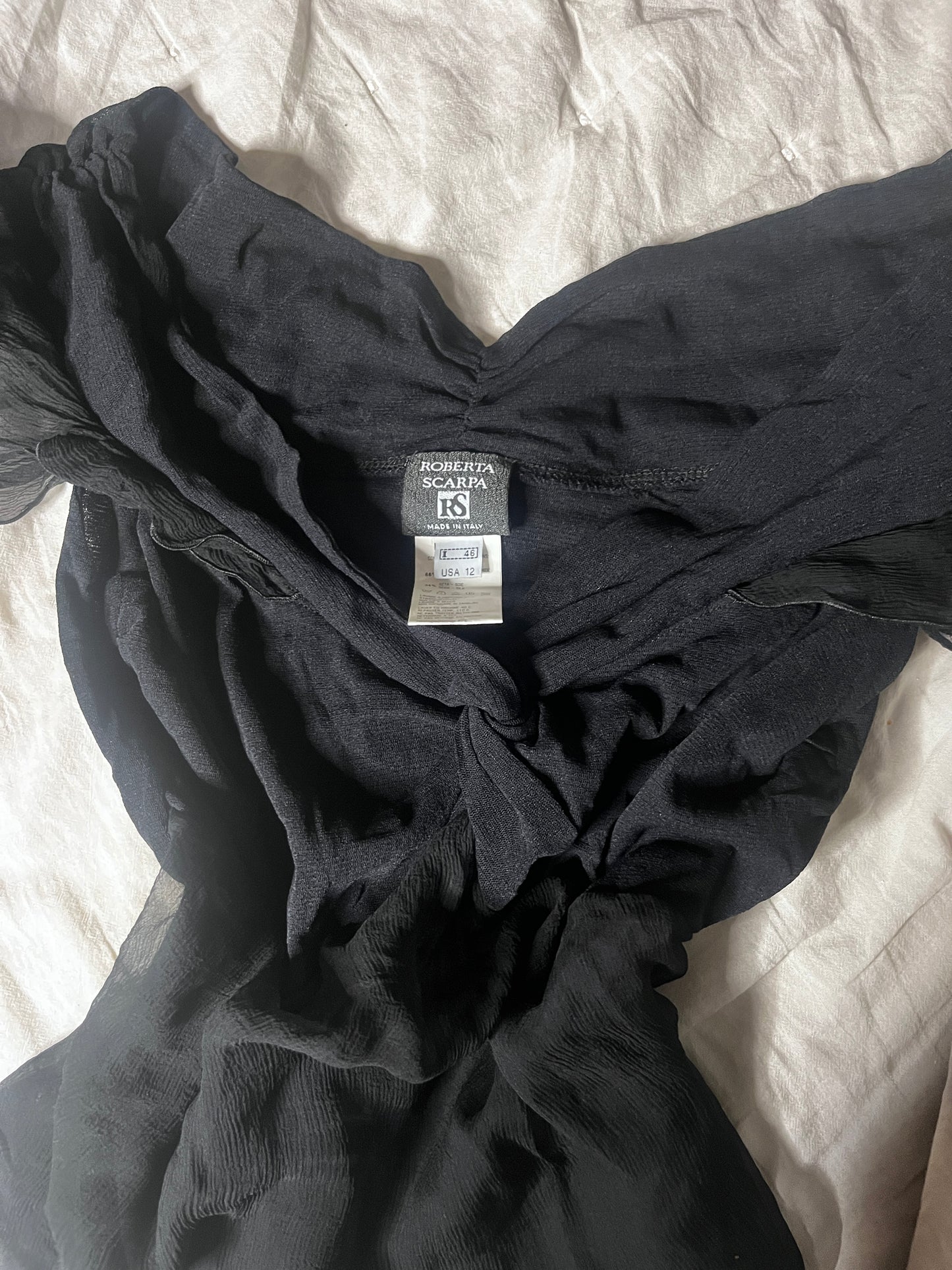 Roberta Scarpa black silk fairy top – made in Italy #11090