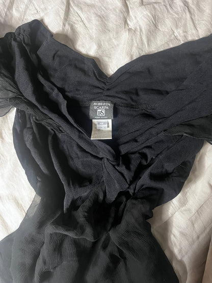 Roberta Scarpa black silk fairy top – made in Italy #11090