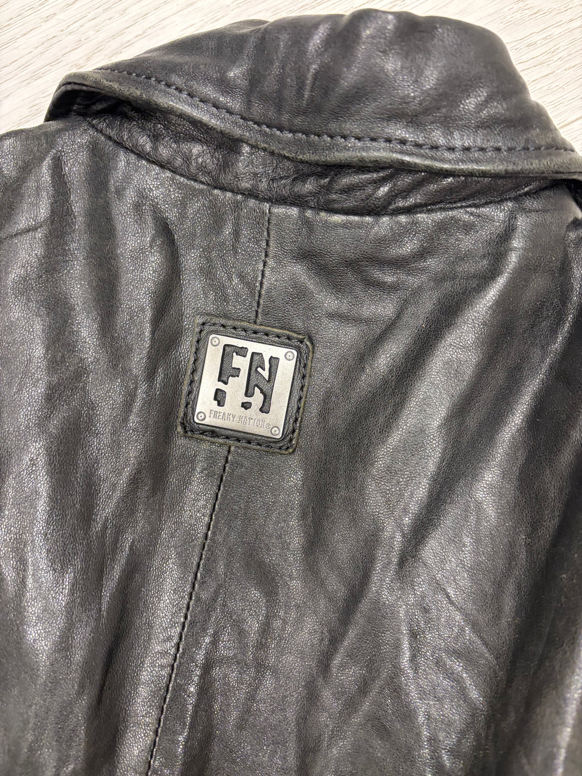 Freaky Nation Fitted Leather Biker Jacket #13325