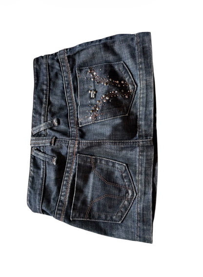 Miss Sixty Dark Washed Studded Mini Skirt #13640