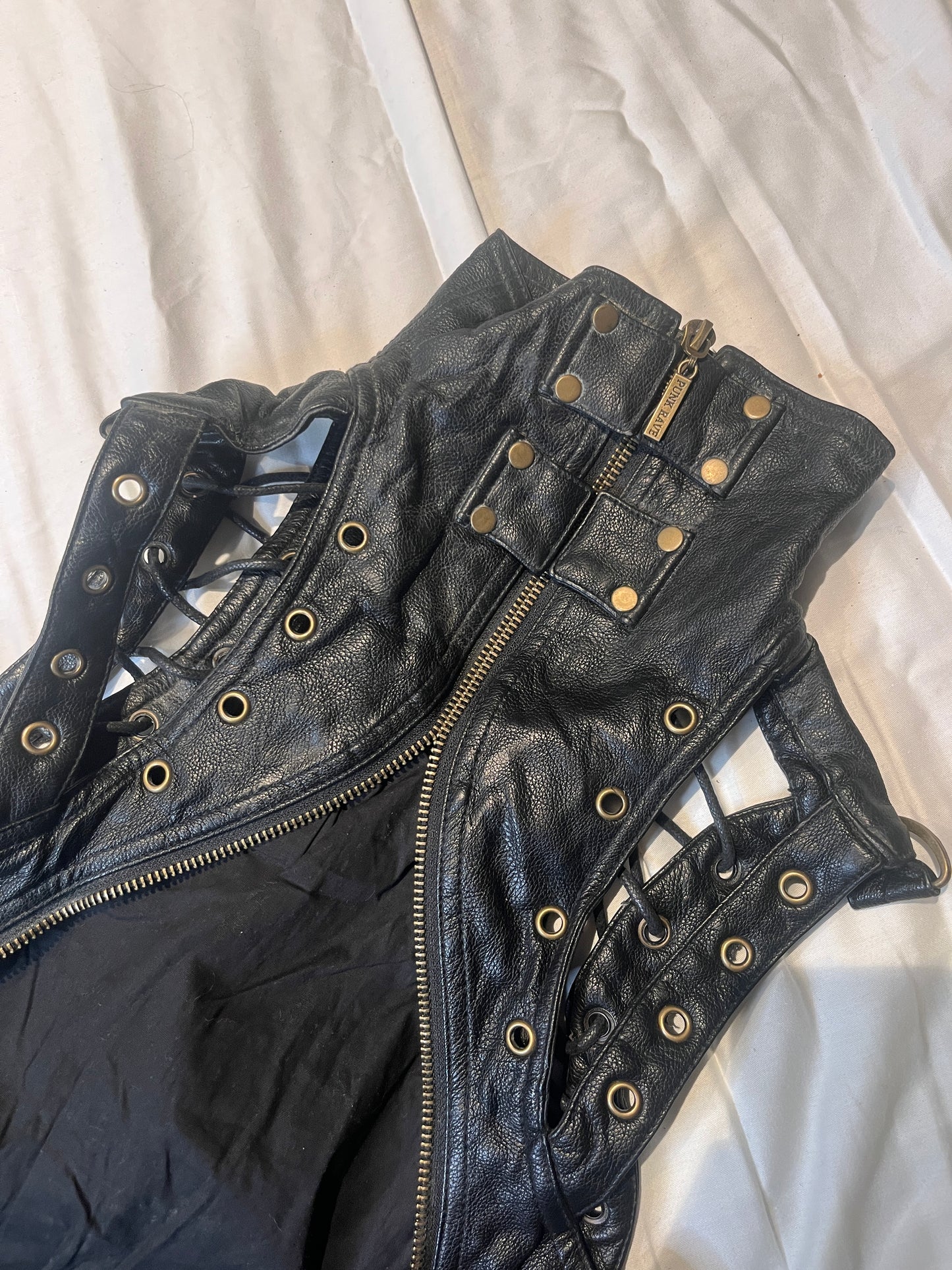 Punk Rave lace-up leather vest #11307