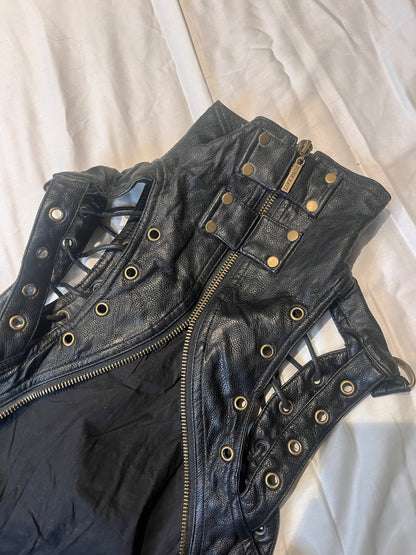 Punk Rave lace-up leather vest #11307