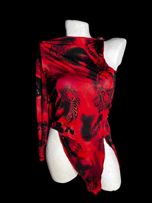 Red Asymmetrical Top #6595