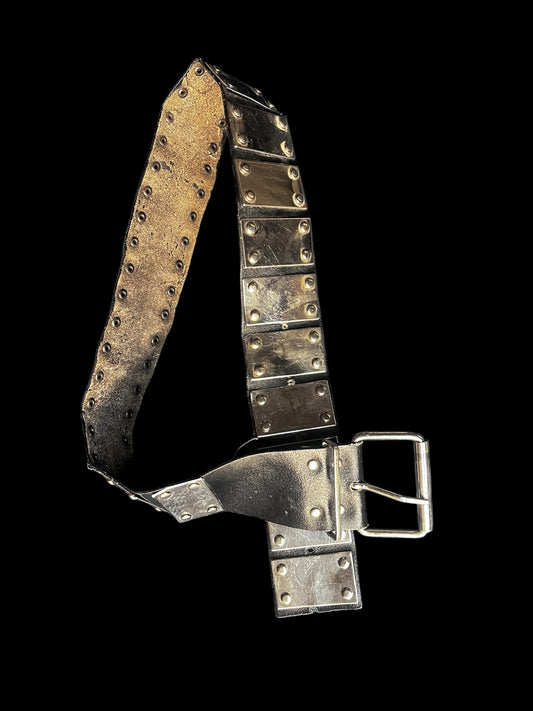 Vintage Metal Plate Punk Belt, 1980s #9792
