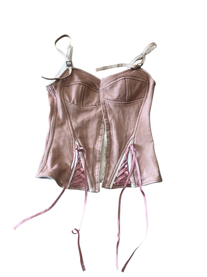 Dust Rose Lace-Up Corset Top #12752