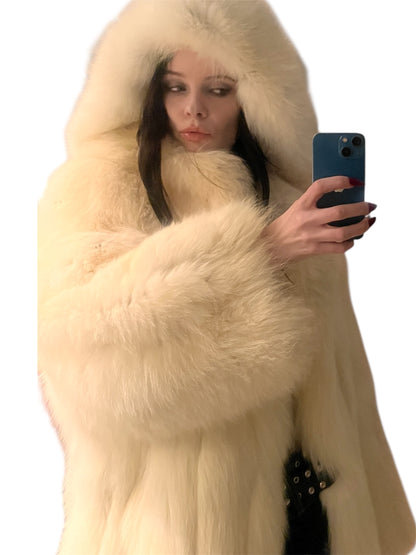 White Shadow Fox Fur Coat #11236