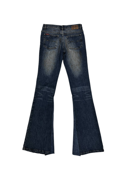 Distressed Flare Super Low Mudd W28 L34 #7617