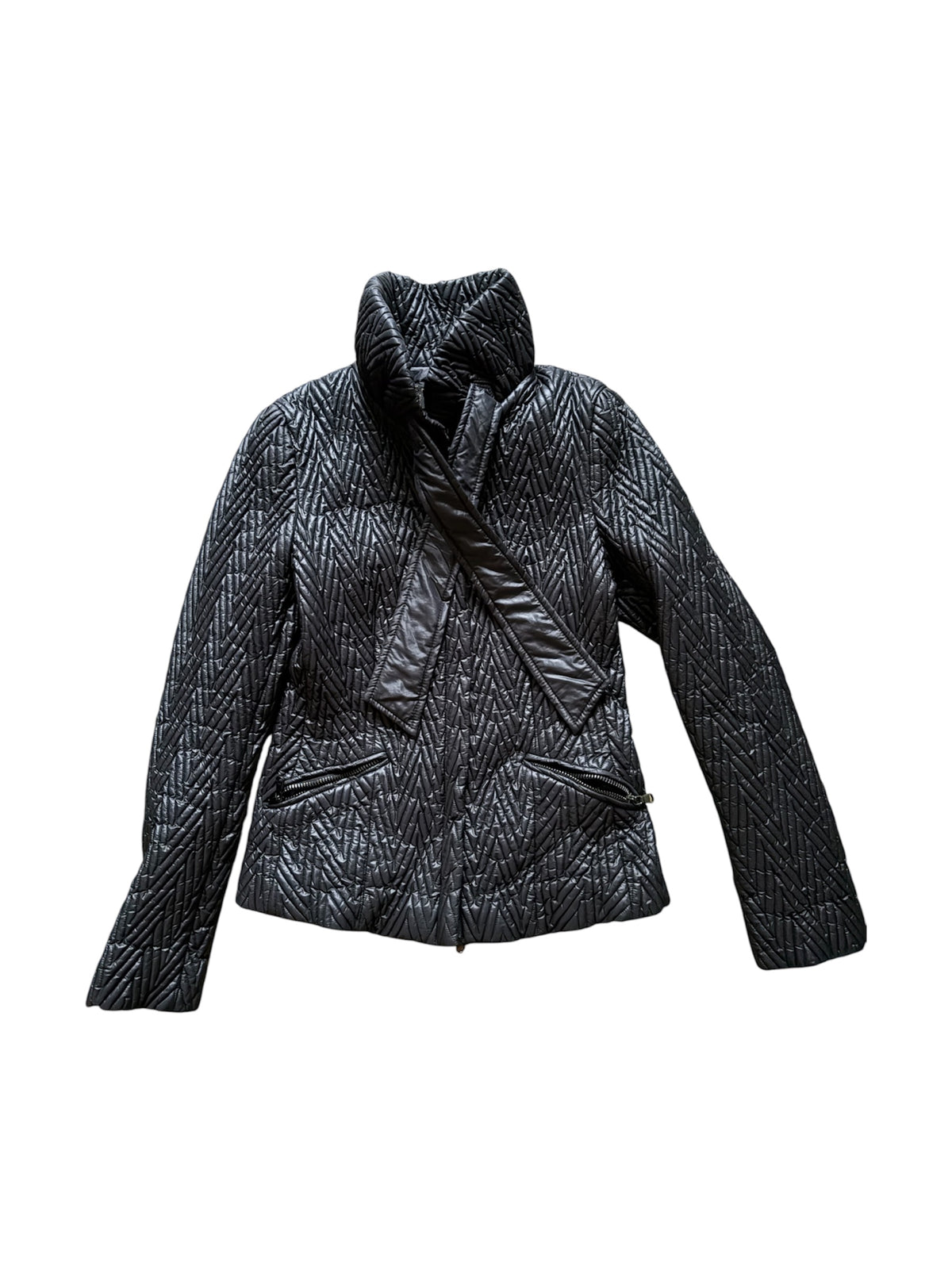 Etoile Black Quilted Jacket with Statement Collar #13568