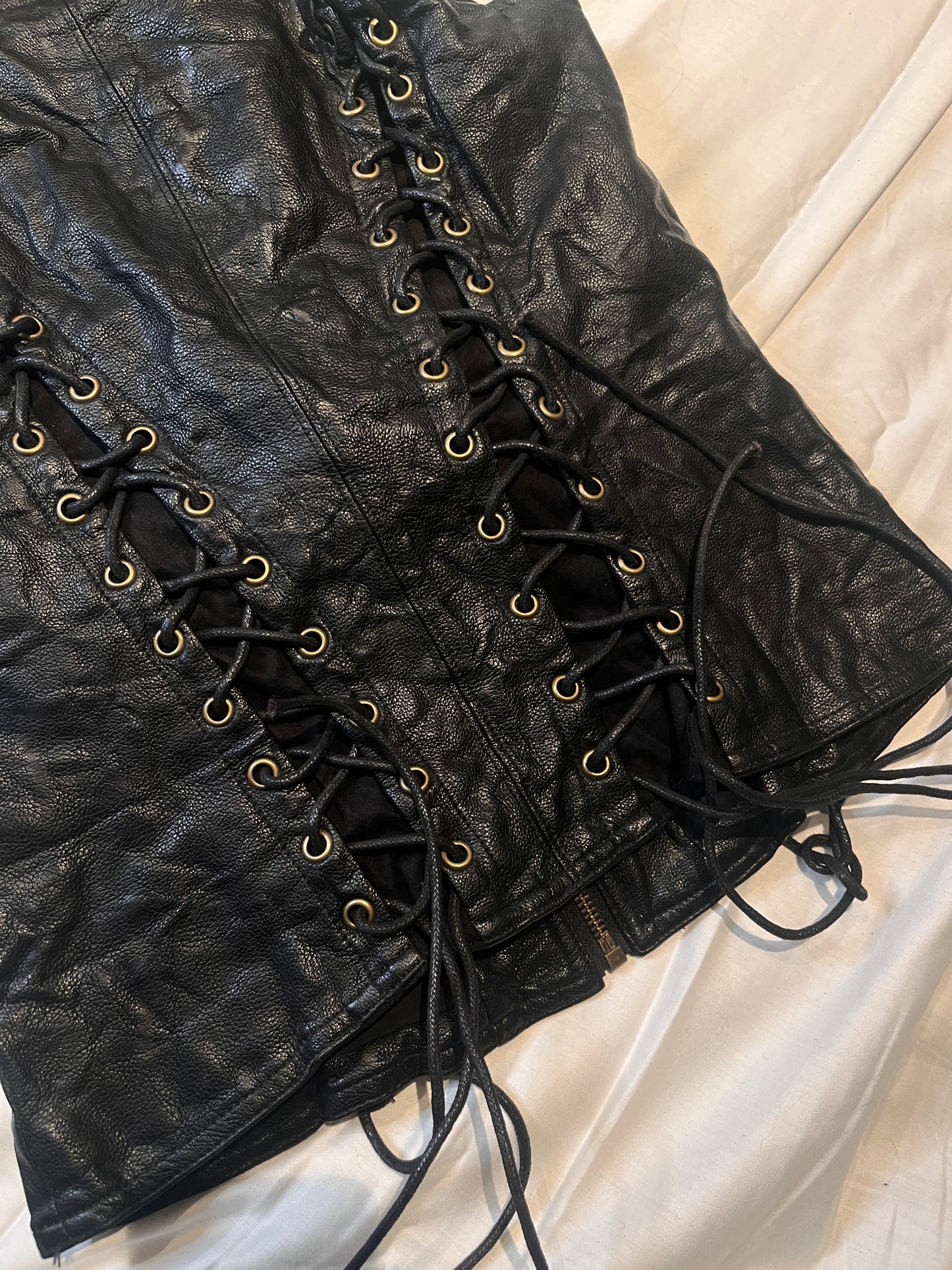 Punk Rave lace-up leather vest #11307