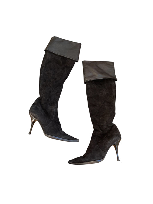 Dark suede boots #12626