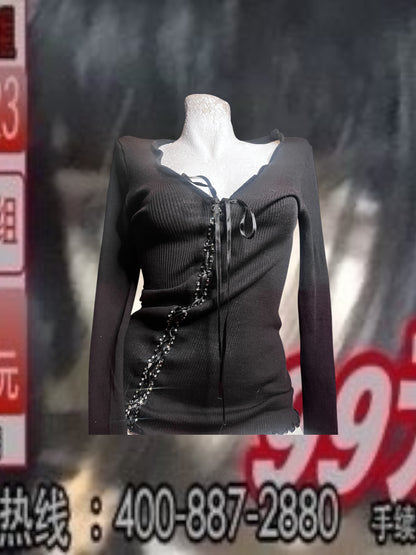 Ribbon Corset Knit Top #10646