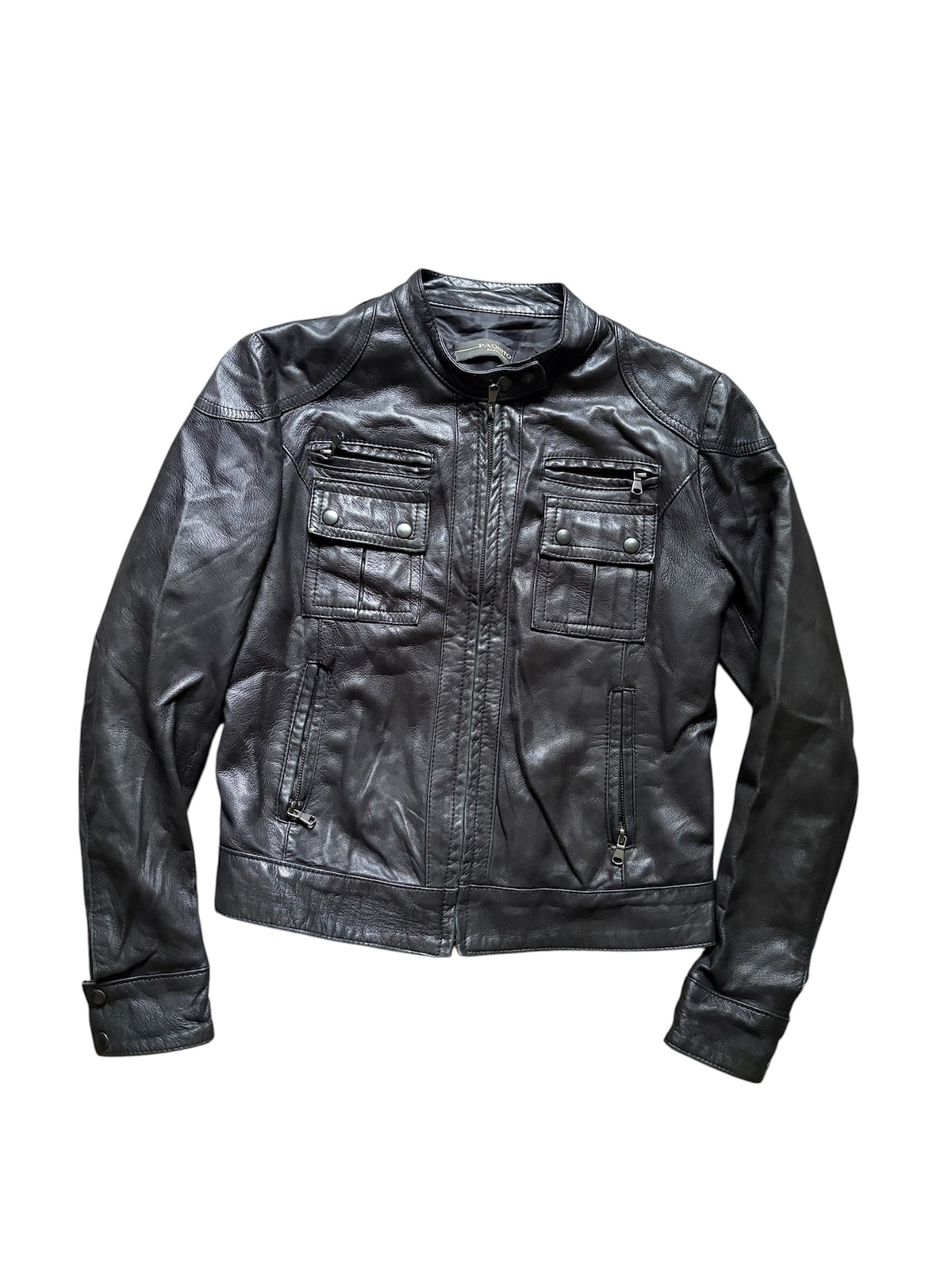 Paquito Black Leather Moto Jacket with Cargo Pockets #13562