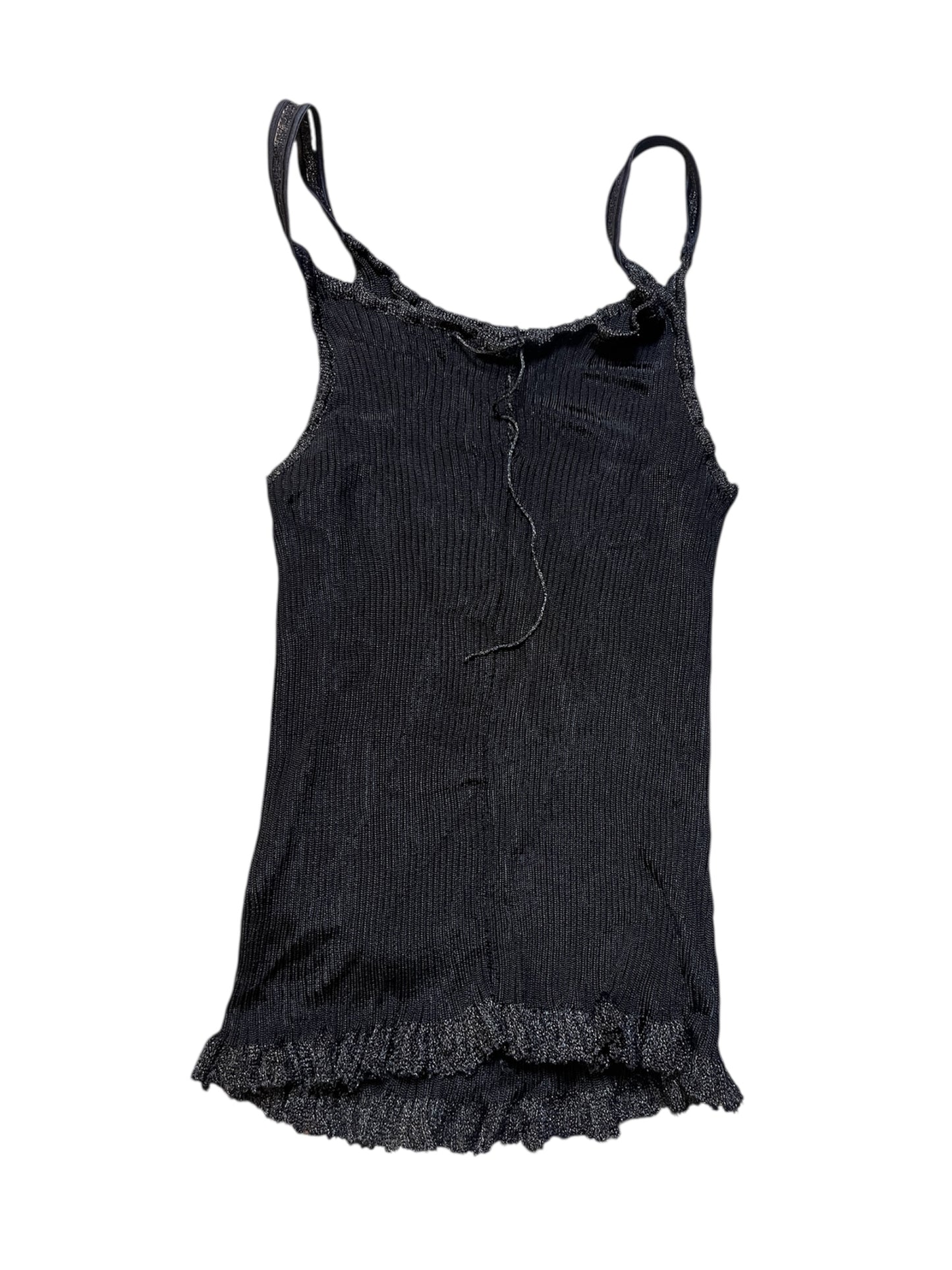 Ribbed Knit Slip Top with Raw Edges #11292