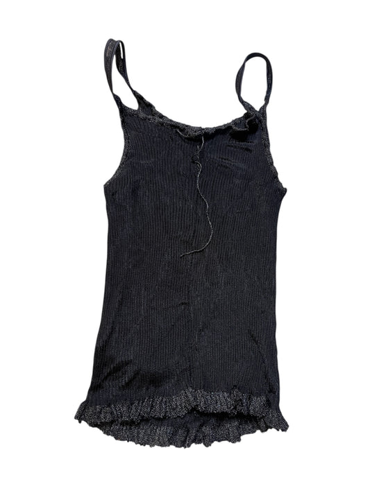 Ribbed Knit Slip Top with Raw Edges #11292