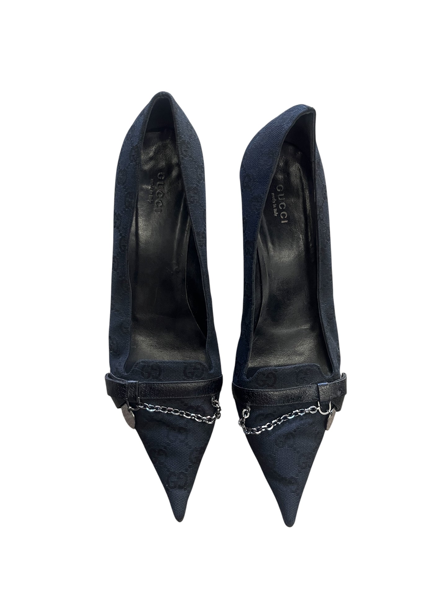 Gucci Monogram Canvas Pointed Pumps #12423