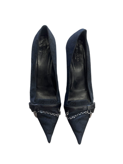 Gucci Monogram Canvas Pointed Pumps #12423