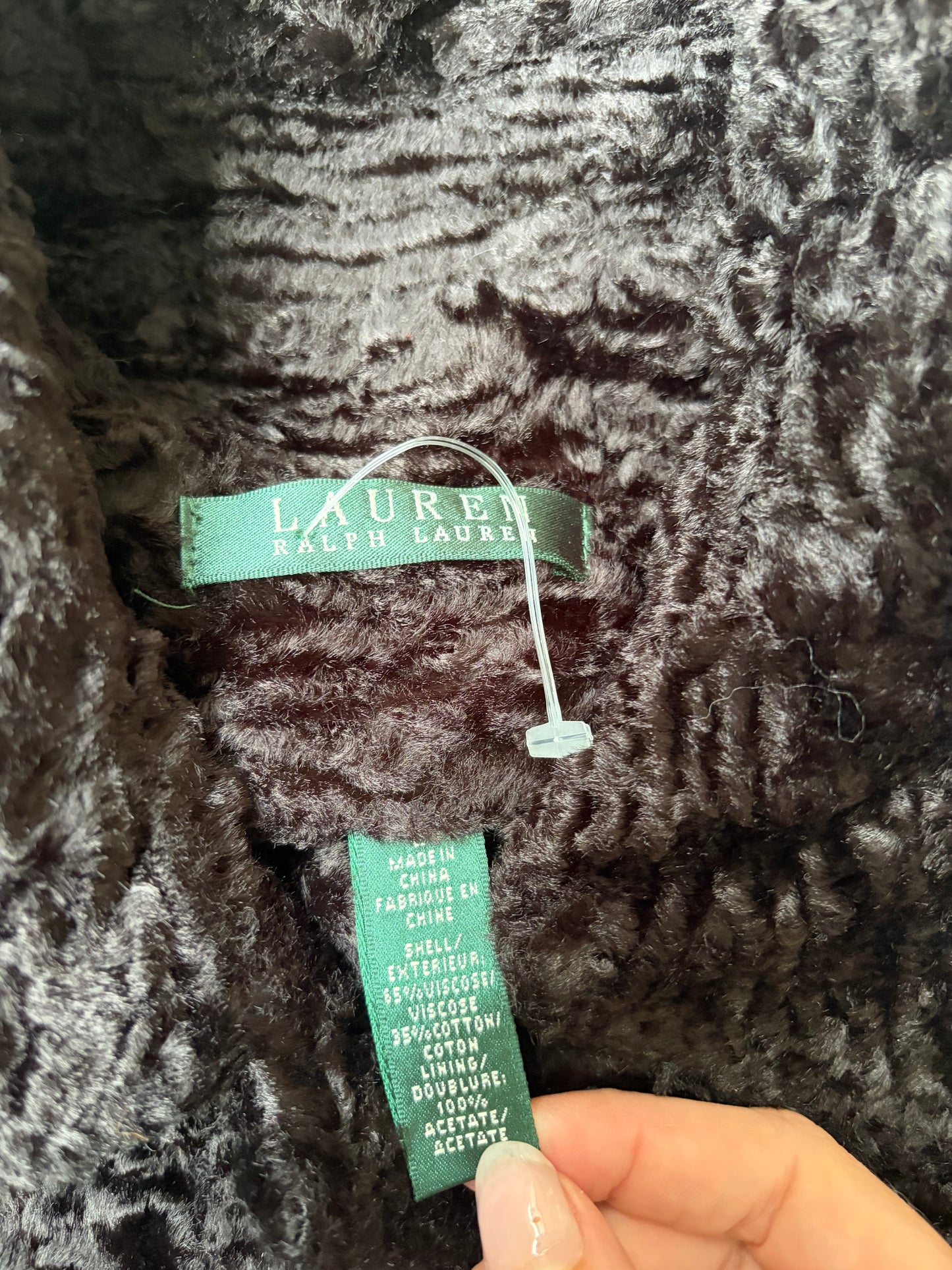 Vintage Lauren Ralph Lauren Textured Faux-Fur Jacket #13222