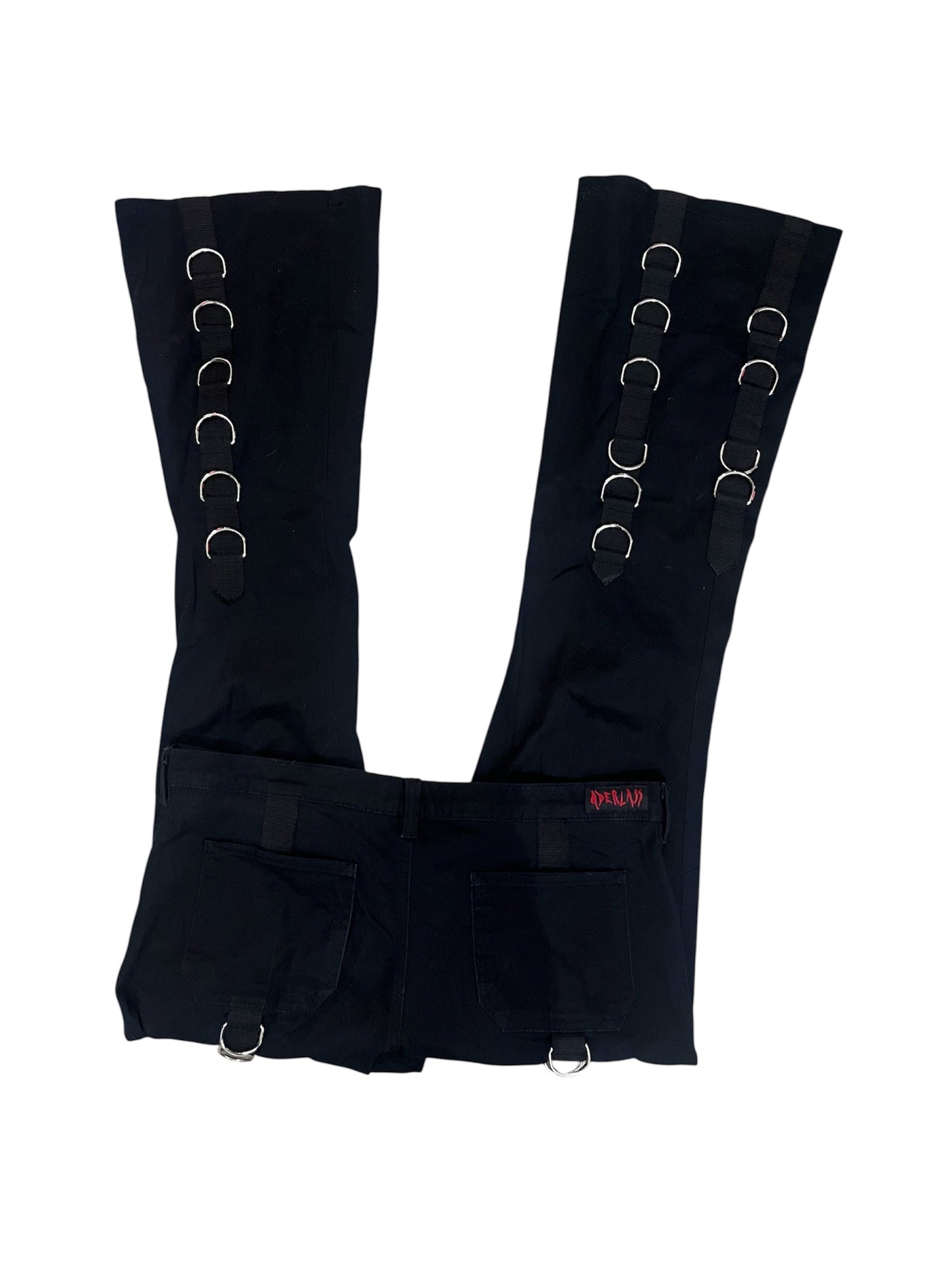 DERELISS Bondage Strap Pants – Black Hardware Trousers #11644