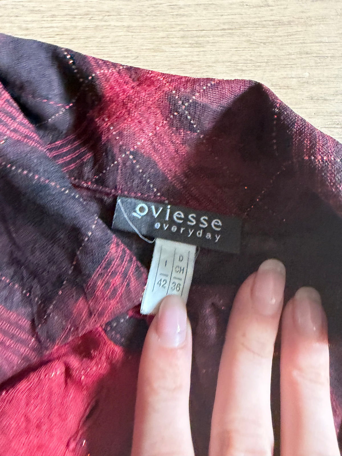 Oviesse 2000s Red Metallic Plaid Shirt