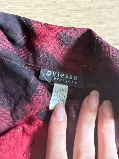 Oviesse 2000s Red Metallic Plaid Shirt