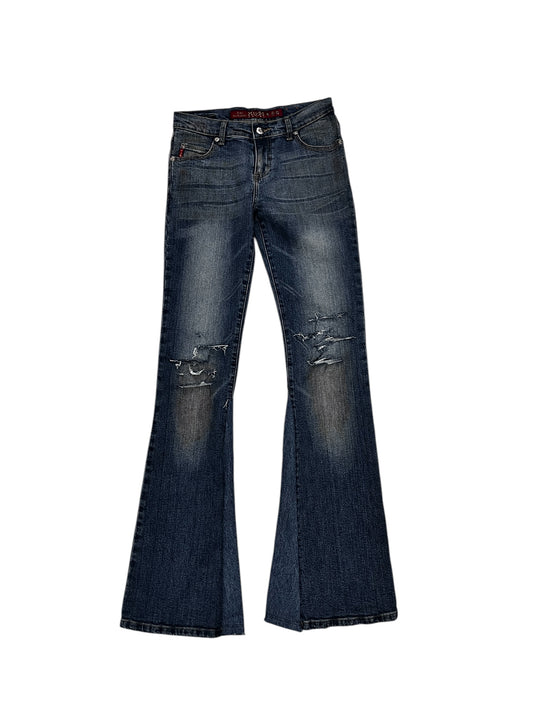 Distressed Flare Super Low Mudd W28 L34 #7617
