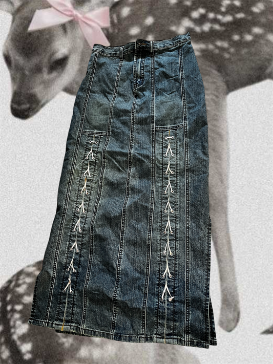 Washed Detailed Denim Skirt #5977