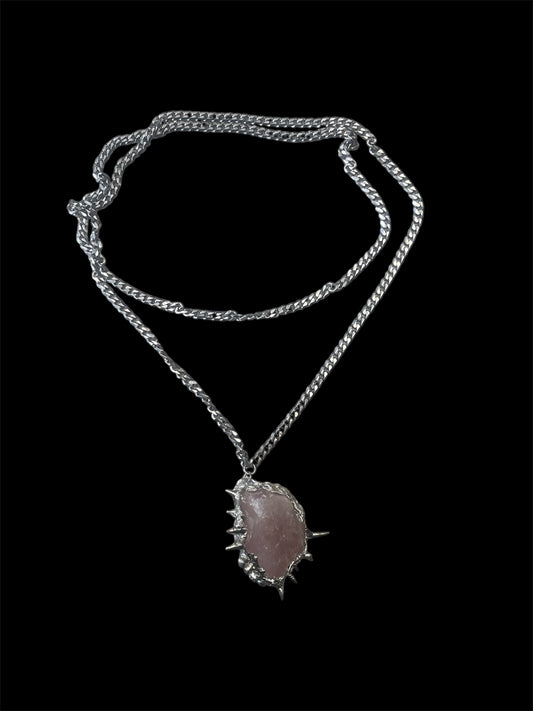 Thorned Rose Quartz Pendant — #12871