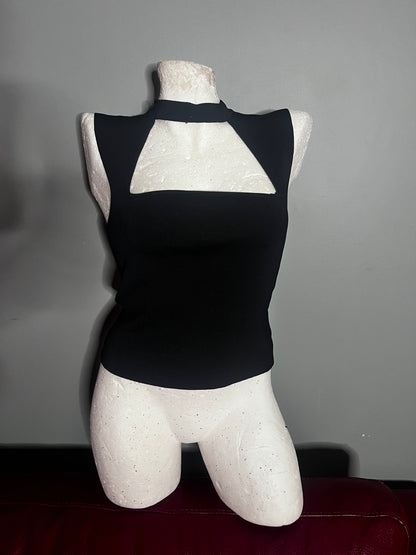 LEVIP — Cut-Out Choker Knit Top (Italy, early 2000s) #11095