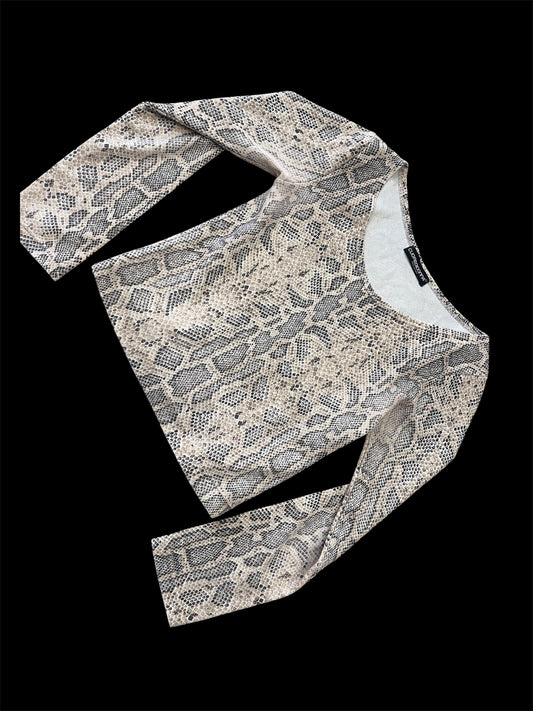 Snake Print Stretch Long Sleeve Top #13001