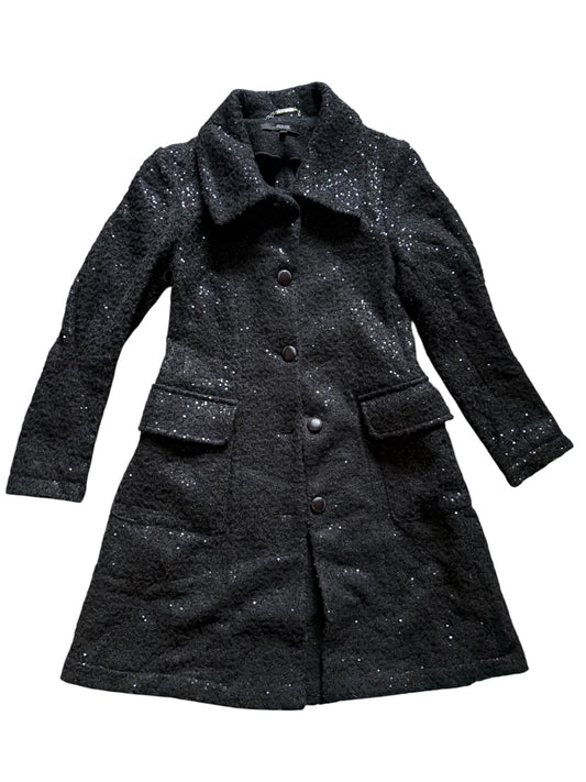Patrizia Suzzi Black Wool Blend Coat with Sequin Detail #13566