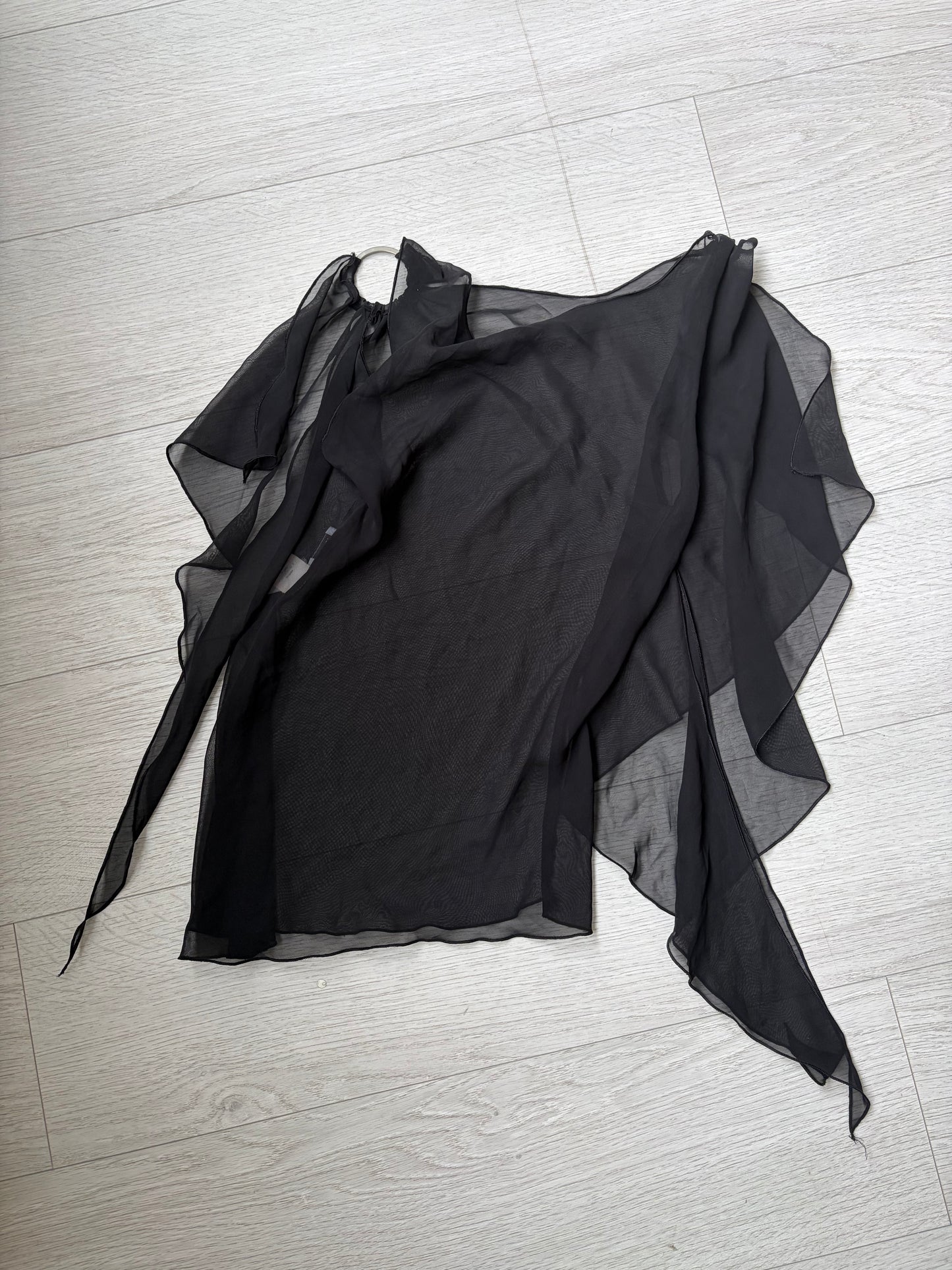 Motivi Y2K Asymmetric Chiffon Ring Top #13204