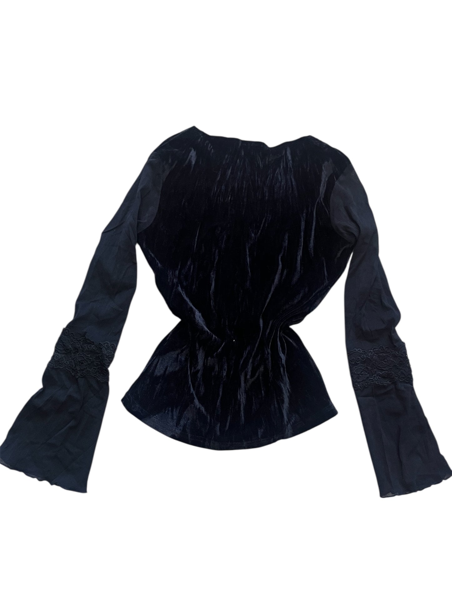 Black semi-sheer velvet top #11342