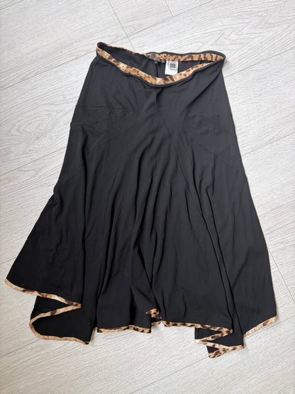 Roberto Cavalli Y2K Leopard-Trim Asymmetric Skirt #13217