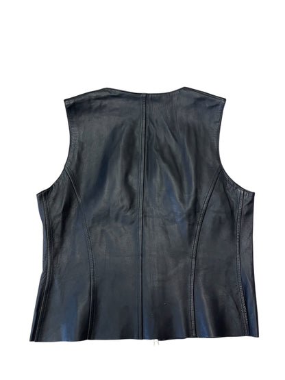 Minimal Leather Zip Vest #11846