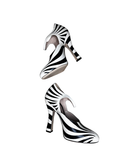 Gucci Black & White Zebra Print Mary Jane Pumps #9604