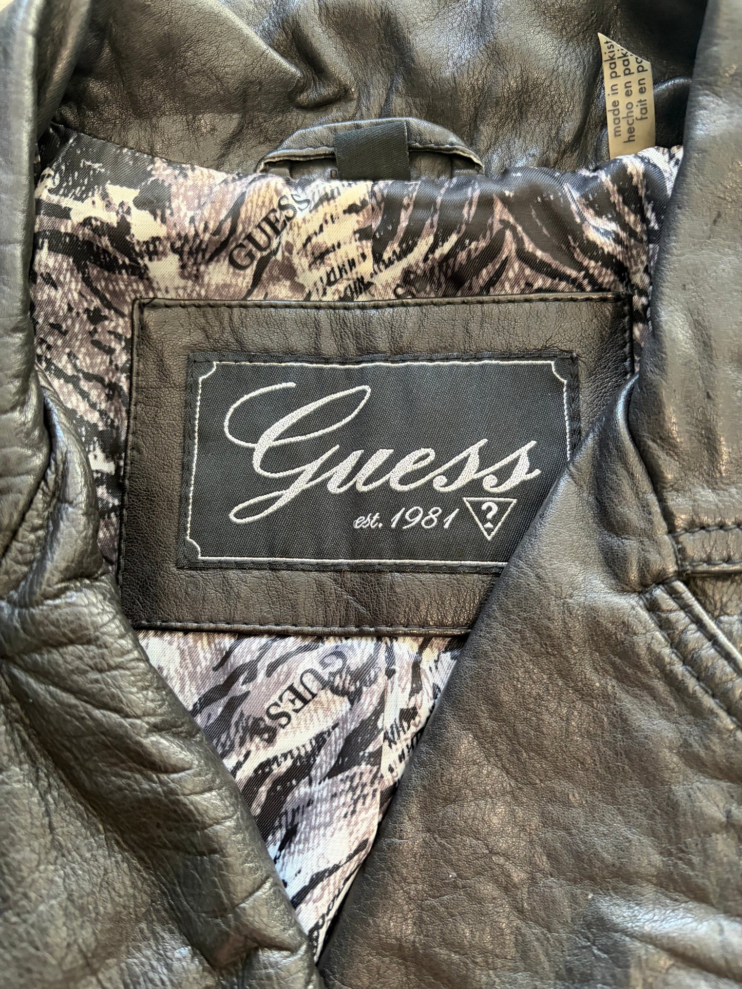 Guess Black Leather Biker Jacket #13253