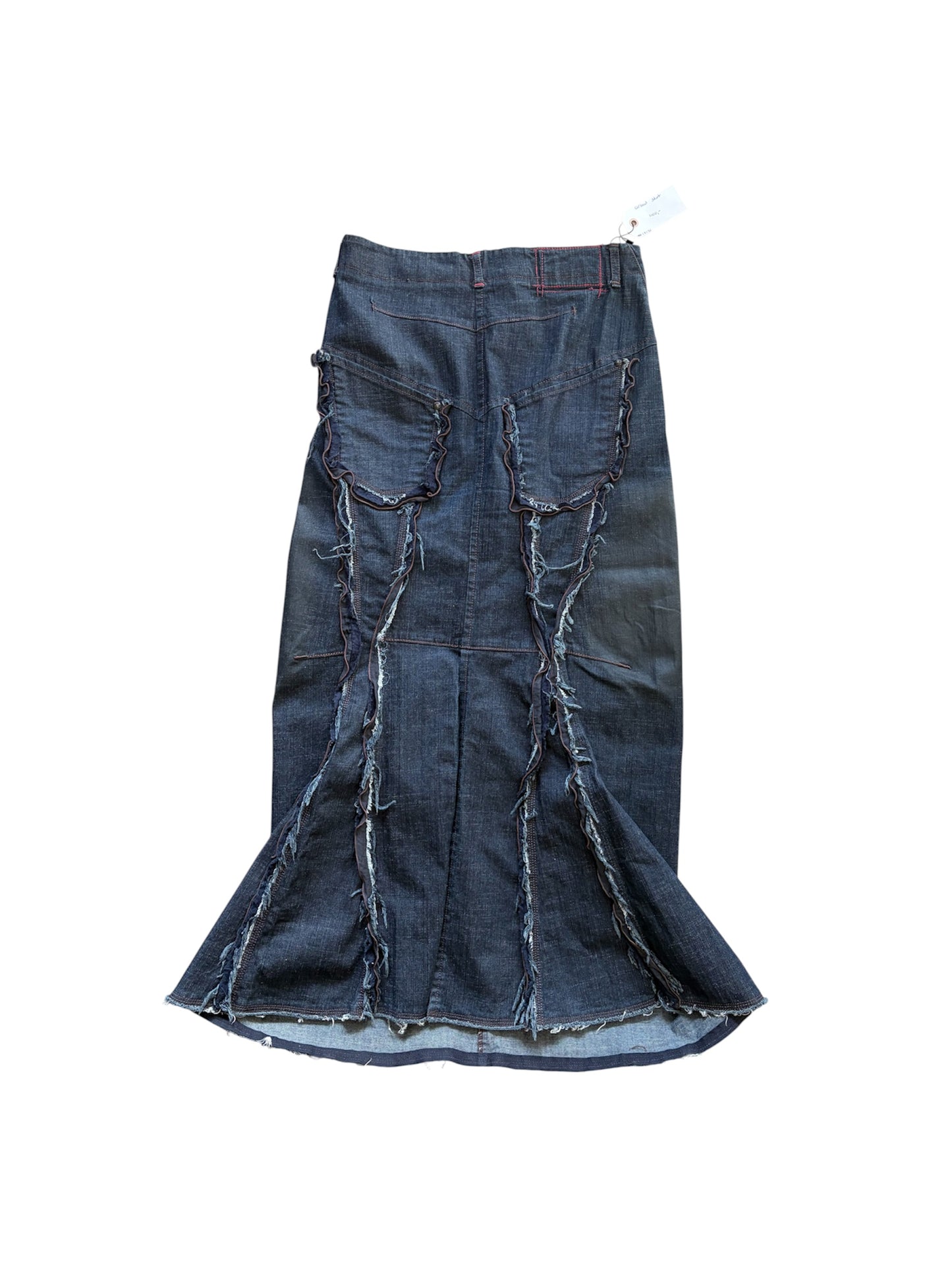 2000s Marithé + François Girbaud Distressed Denim Maxi Skirt #13132