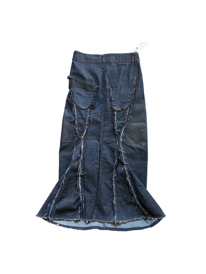 2000s Marithé + François Girbaud Distressed Denim Maxi Skirt #13132