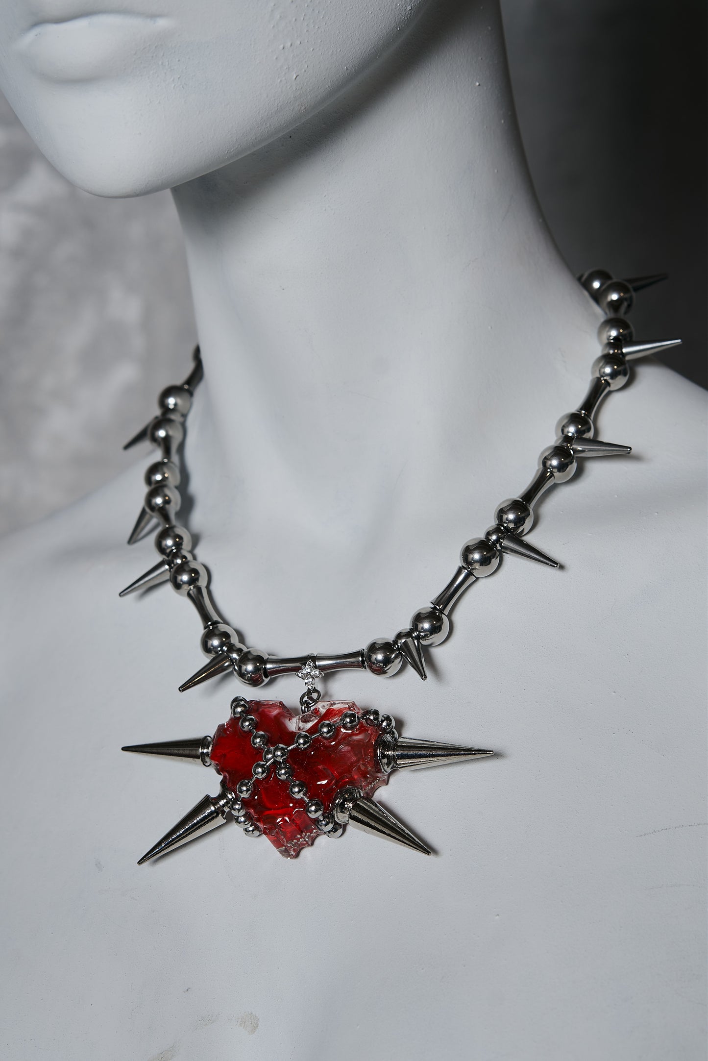666999 Hardcore heart spiked necklace #2583
