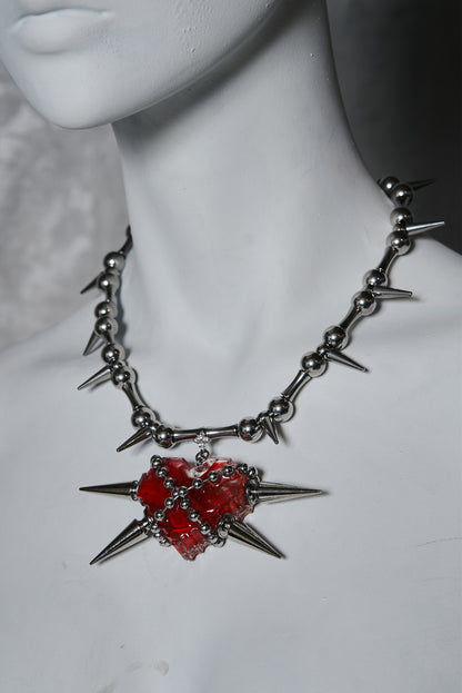 666999 Hardcore heart spiked necklace #2583