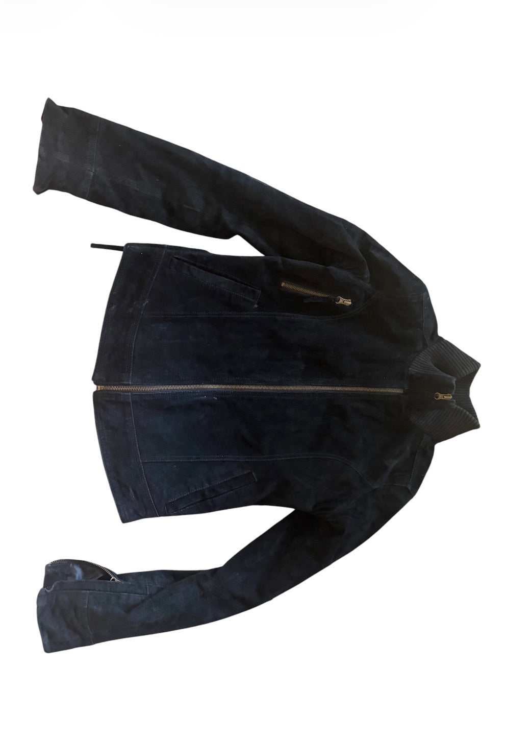 Xti Black Suede Zip-Up Jacket with Ribbed Collar #13593