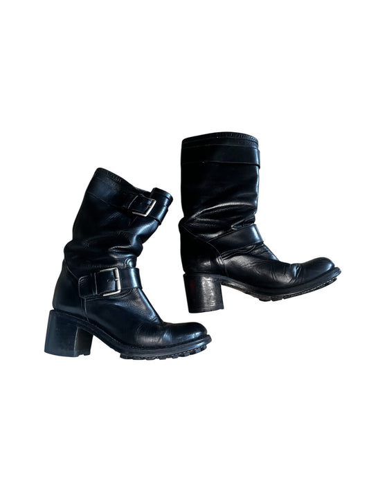Free Lance black leather biker boots #9620