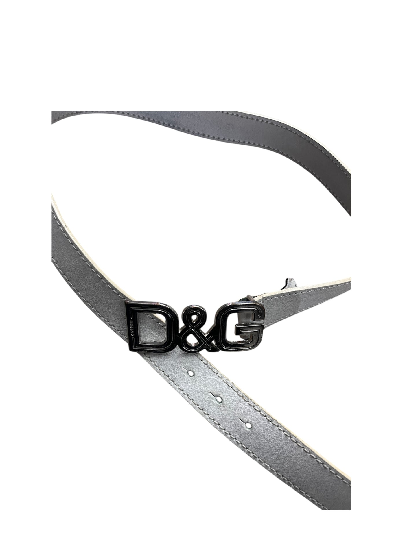 White Leather belt from Dolce & Gabbana, made in Italy #11312