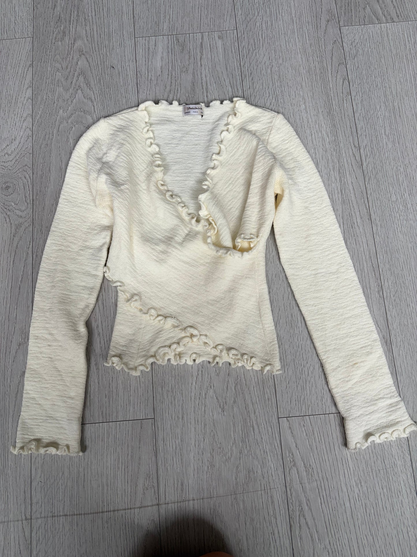 Féminine Ruffled Wrap Knit Top #13165