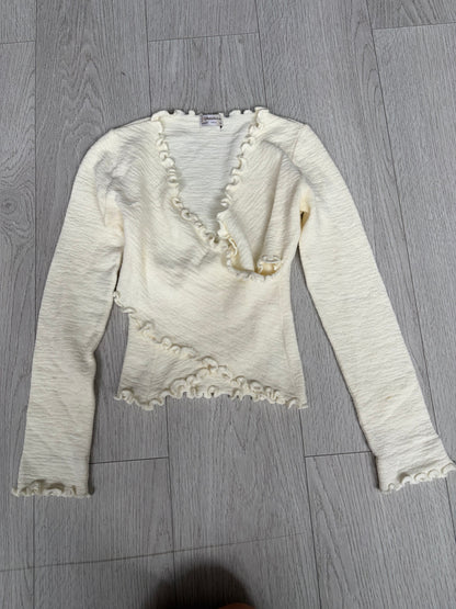 Féminine Ruffled Wrap Knit Top #13165