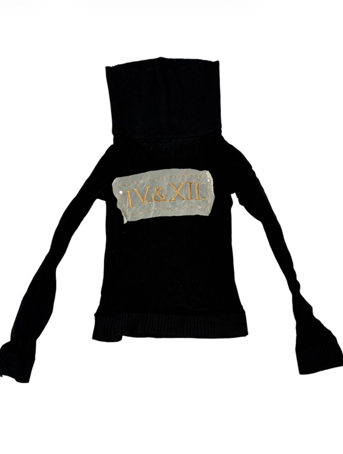 Vintage Graphic Mesh Turtleneck Top #13349