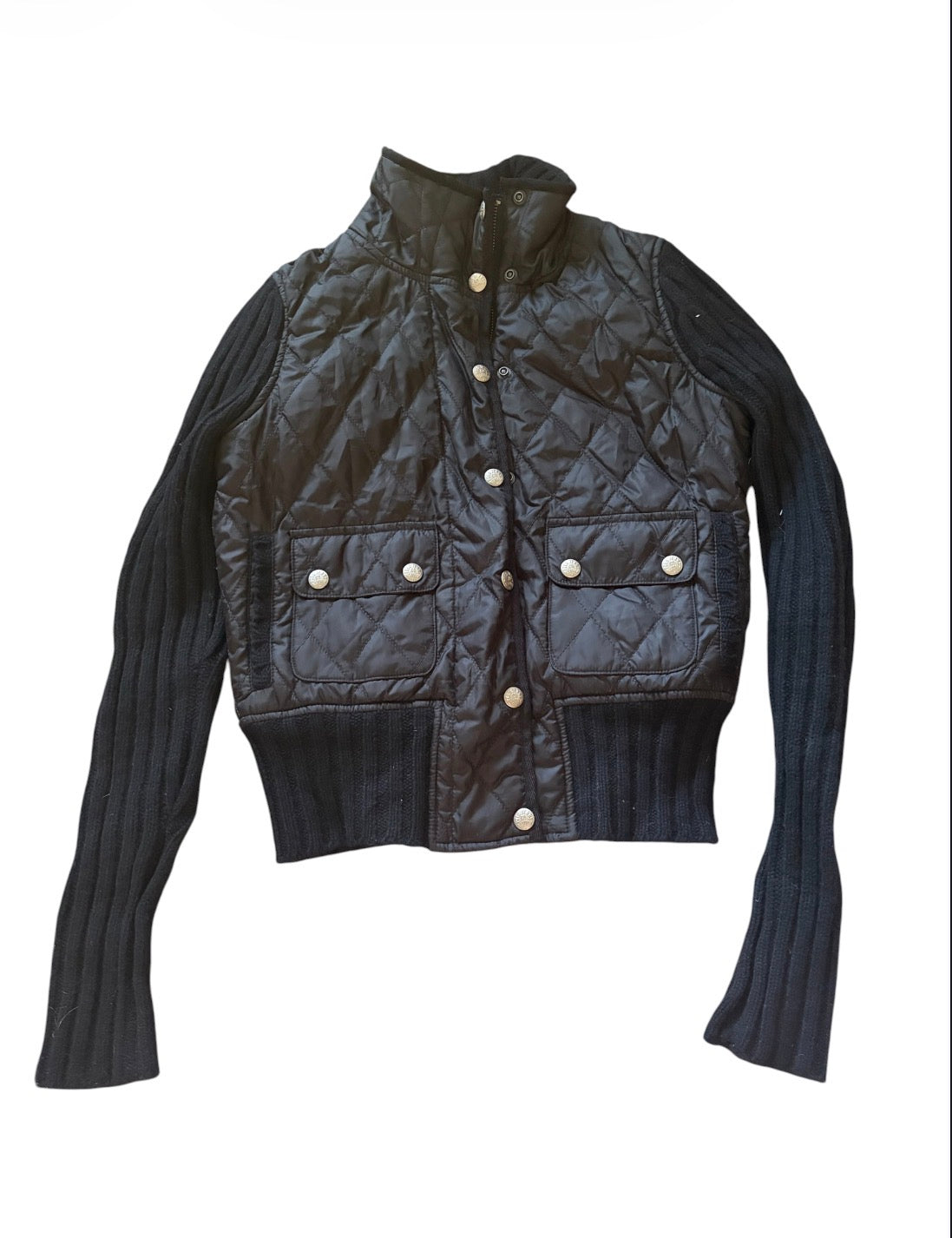 Polo Jeans Company Black Quilted Jacket with Ribbed Knit Sleeves #13591